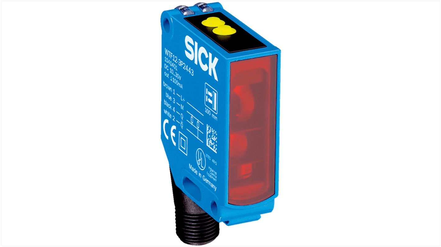 Sensore fotoelettrico Rettangolare Sick, a soppressione di sfondo, rilevamento 30 mm → 175 mm, uscita PNP