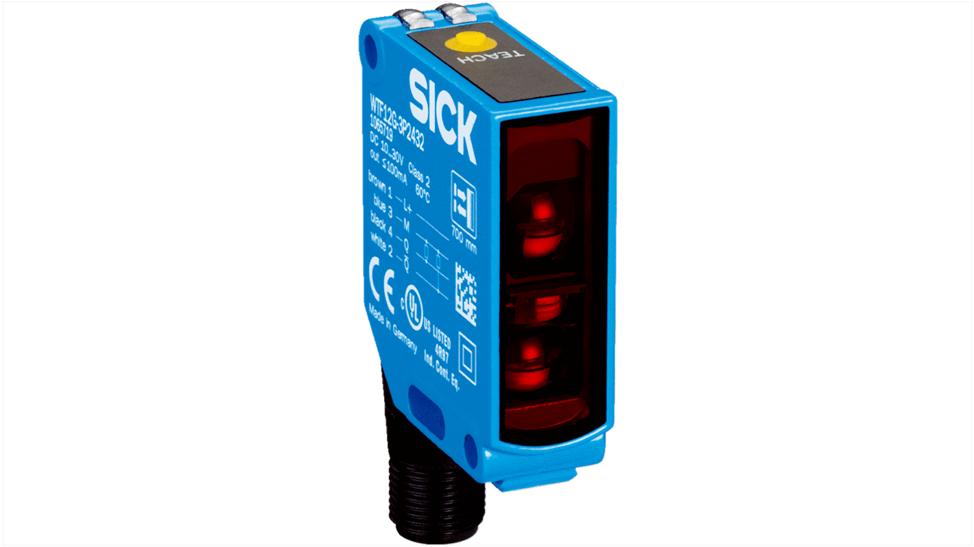 Sick Foreground Suppression Photoelectric Sensor, Block Sensor, 150 mm → 700 mm Detection Range