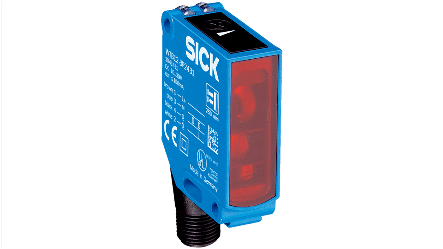 Fotocélula rectangular Sick, Sistema Supresión de Fondo, alcance 20 mm → 350 mm, salida NPN, Conector Cableado