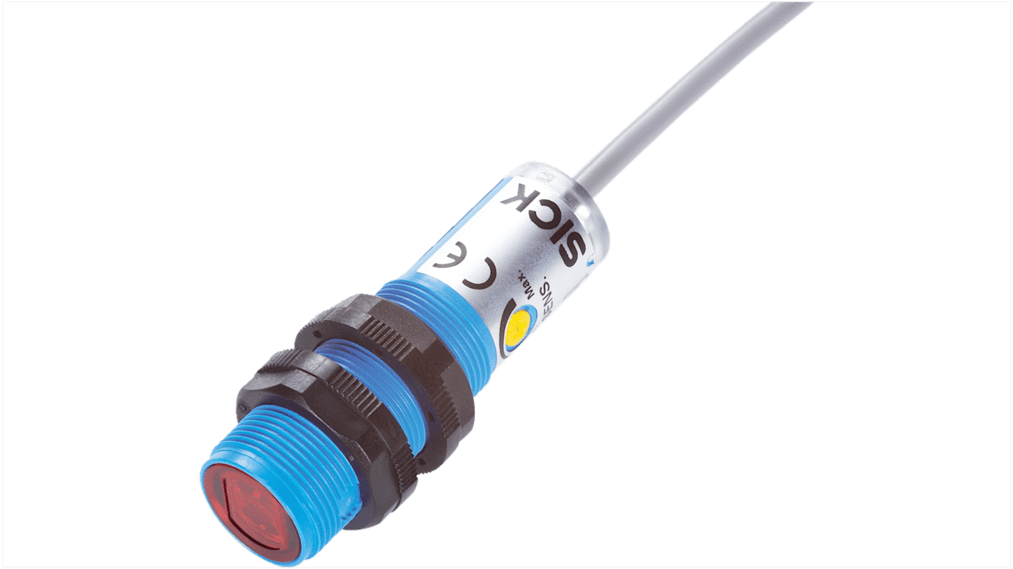 Sick Background Suppression Photoelectric Sensor, Barrel Sensor, 10 mm → 350 mm Detection Range