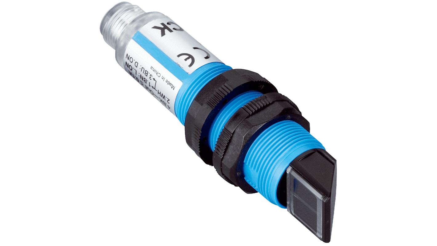 Sick V180-2 zylindrisch Optischer Sensor, Hintergrundunterdrückung, Bereich 1 mm → 130 mm, PNP Ausgang,