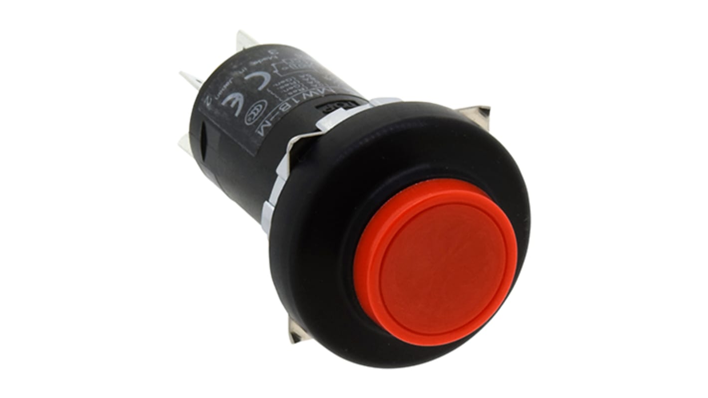 Idec Push Button Switch, Momentary, Panel Mount, DPDT, 24 → 110V, IP66