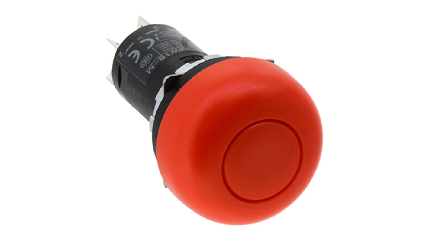 Idec Push Button Switch, Momentary, Panel Mount, DPDT, 24 → 110V, IP66