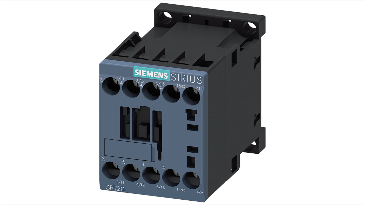 Contattore Siemens, 3 poli, 1 N/A, 12 A, 5,5 kW, bobina 24 V c.c.