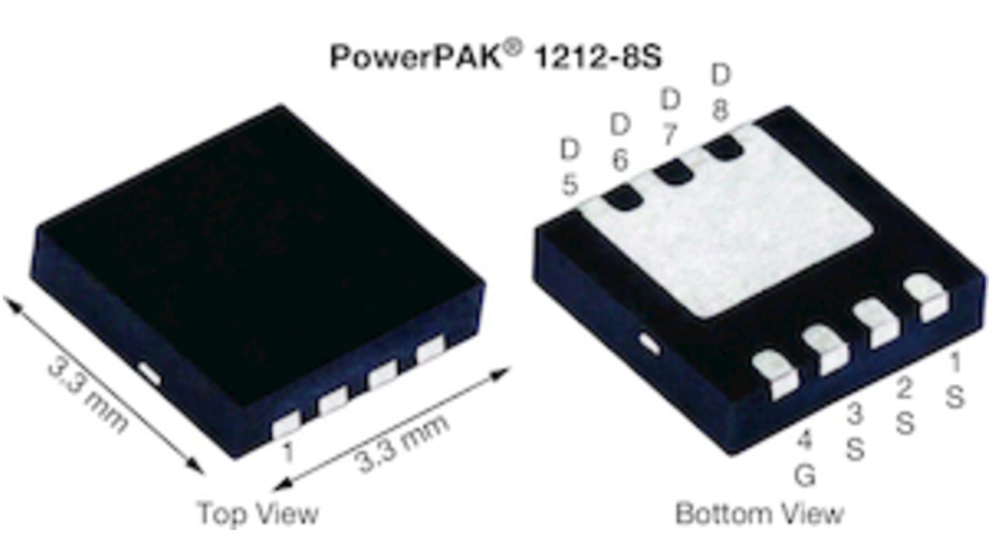 MOSFET Vishay, canale N, 0,0048 Ω, 66,7 A, PowerPak 1212-8S, Montaggio superficiale