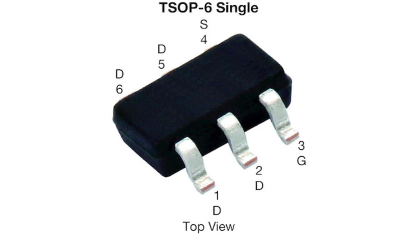 MOSFET Vishay, canale P, 0,017 Ω, 8 A, TSOP-6, Montaggio superficiale