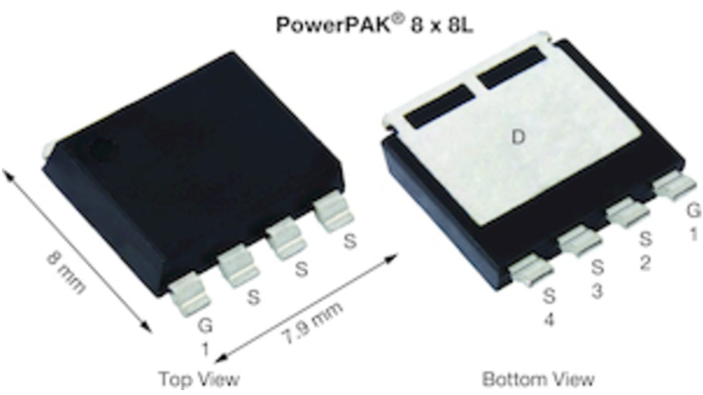 MOSFET Vishay SQJQ142E-T1_GE3, VDSS 40 V, ID 460 A, POWERPAK 8 x 8L de 4 pines