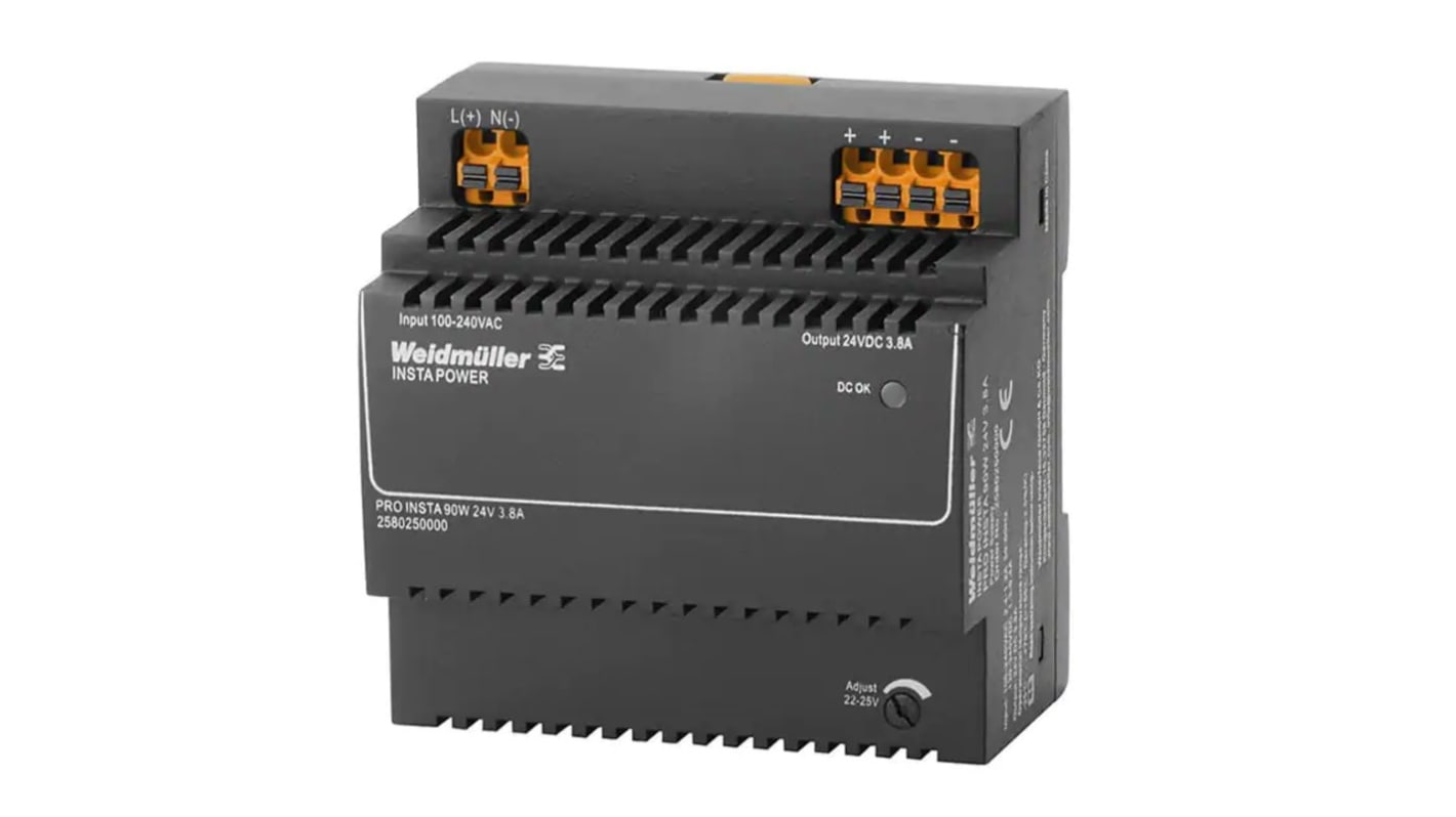 Weidmüller PRO INSTA Switched Mode DIN Rail Power Supply, 120 → 240 V ac / 120 → 340V dc ac, dc Input,