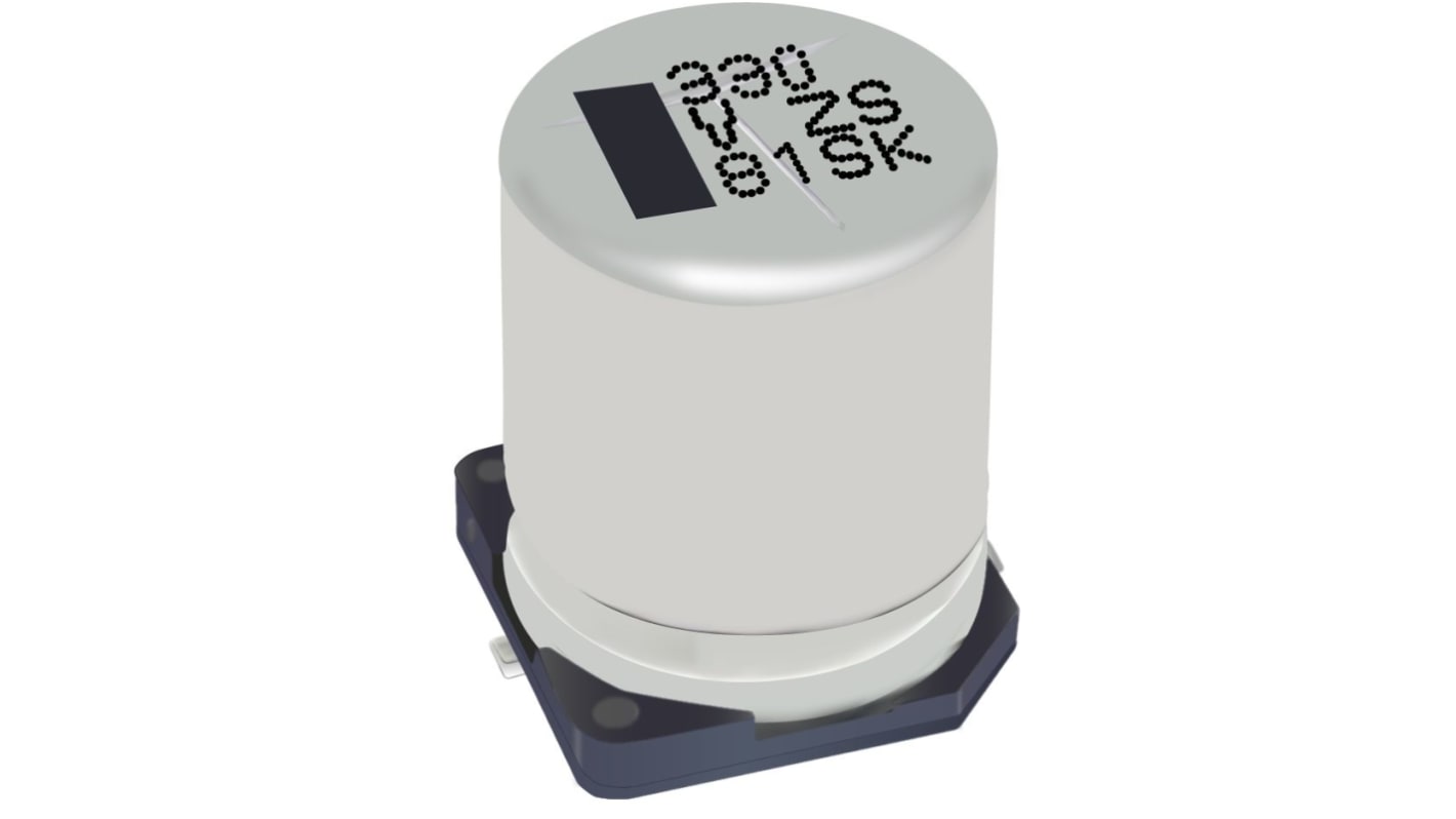 Panasonic 470μF Through Hole Polymer Capacitor, 25V dc