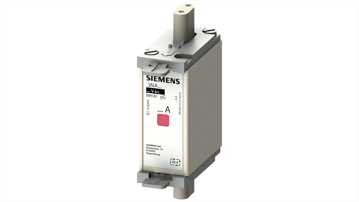 Fusibile con linguette centrate, Siemens, 4A, fusibile NH000, standard IEC 60269, cat. gG 690V