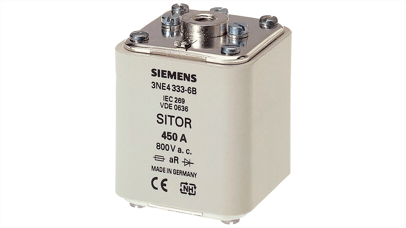 Fusible con contactos biselados y cuerpo cuadrado Siemens, 3NE4333-6B, 450A 800V