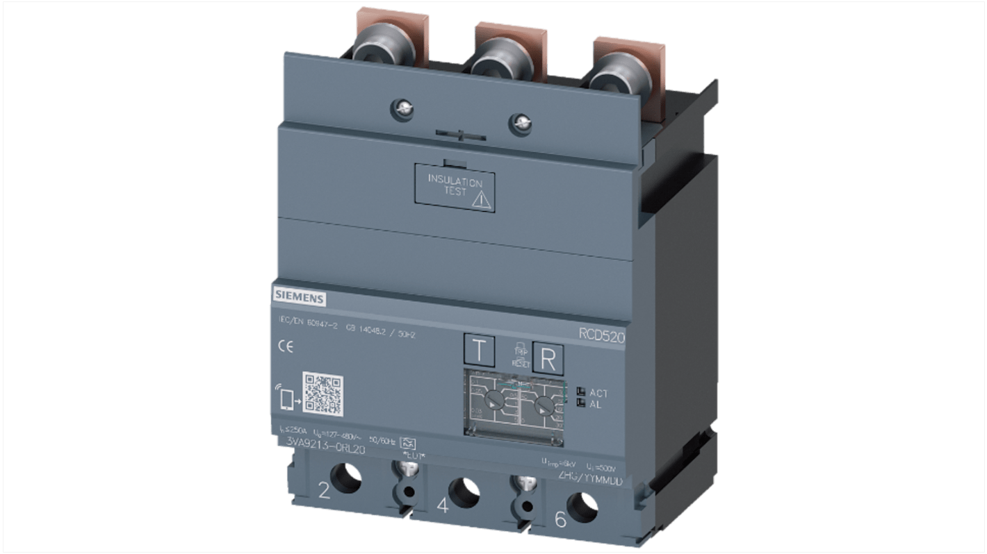 Interrupteur différentiel Siemens 3VA92, 3 Pôles, 250A, Type A