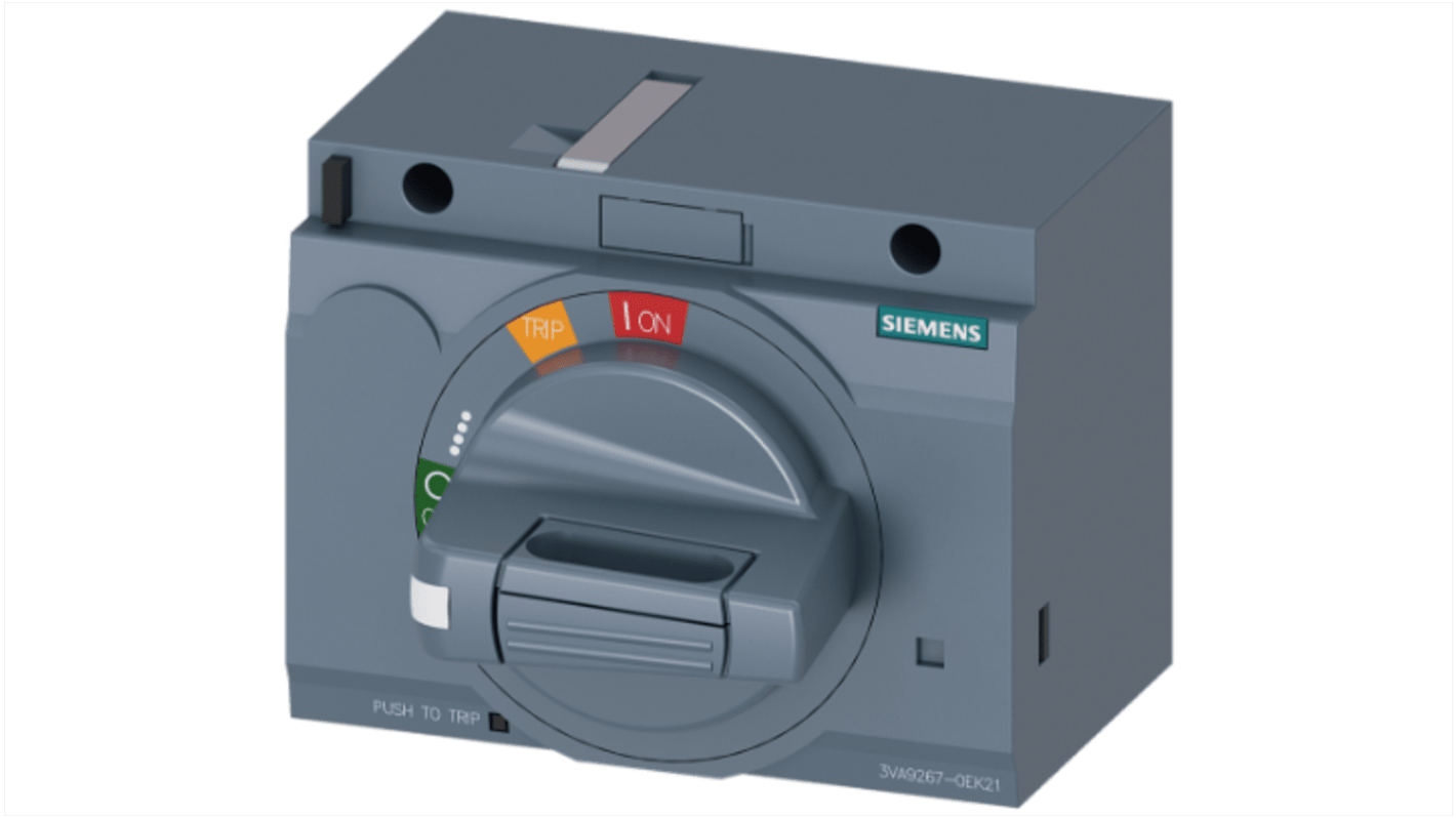 Actuador de motor Siemens, para 3VA2 100/160/250 82mm, tirador Gris, IP30 SENTRON 3VA92