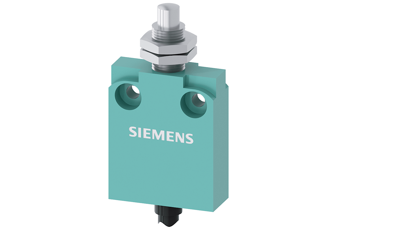 Siemens Round Plunger Limit Switch, 1NC/1NO, IP67, Metal Housing, 400V ac Max, 3A Max