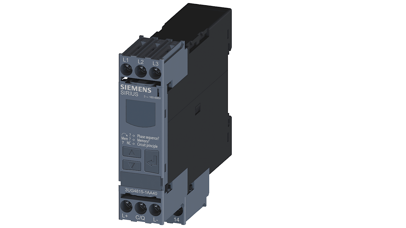 Relé de supervisión de Fase Siemens serie 3UG4, SPDT, 3 fases