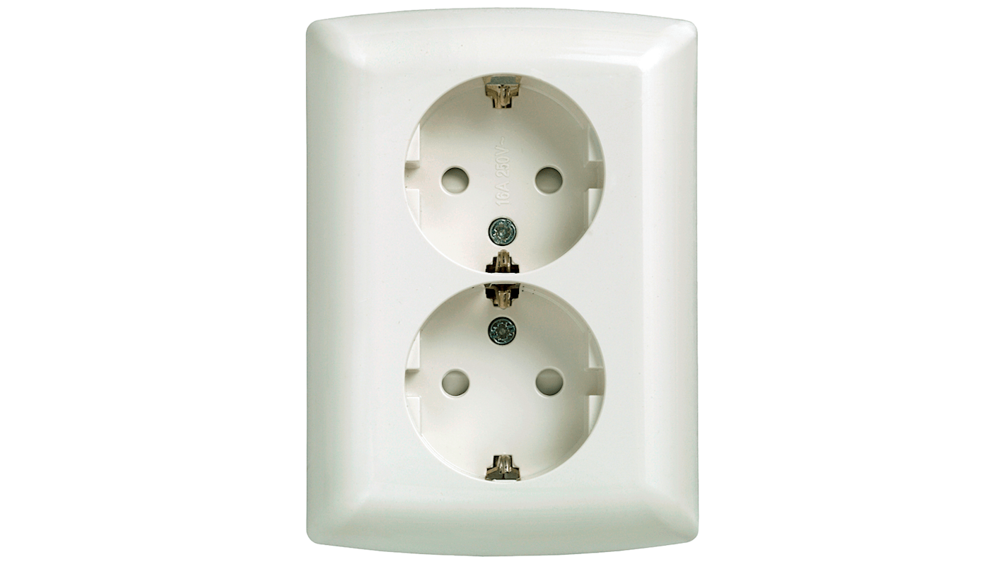 Siemens White 2 Gang Plug Socket, 16A, Indoor Use