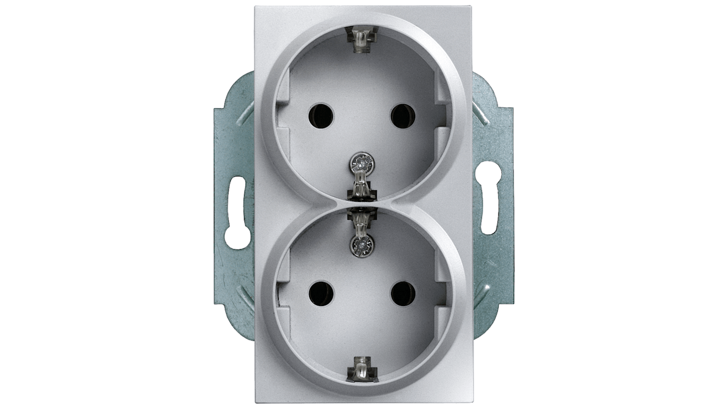 5UB22124 Siemens 2 Gang Plug Socket, 16A, Indoor Use RS
