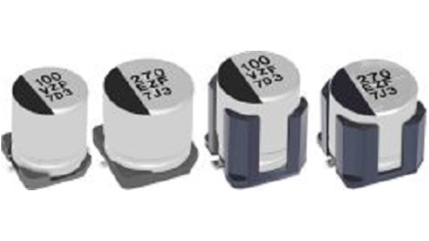 Panasonic ZF-V, SMD Leitfähiges Polymer-Hybrid  Alu Kondensator, Elko 100μF ±20% / 50V dc, Ø 10mm x 10.2mm, bis 150°C
