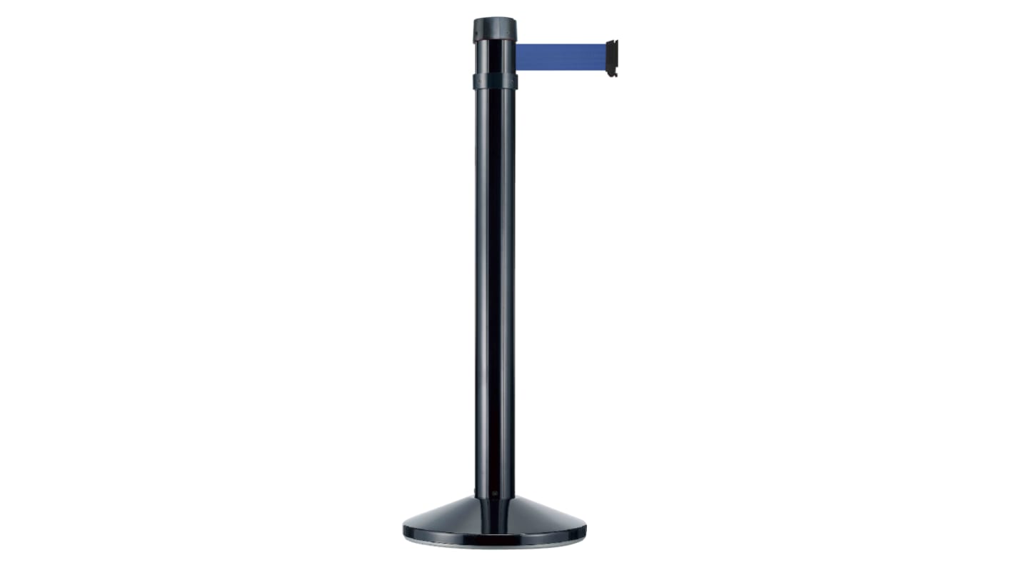 RS PRO Black Steel Retractable Barrier, Blue Tape