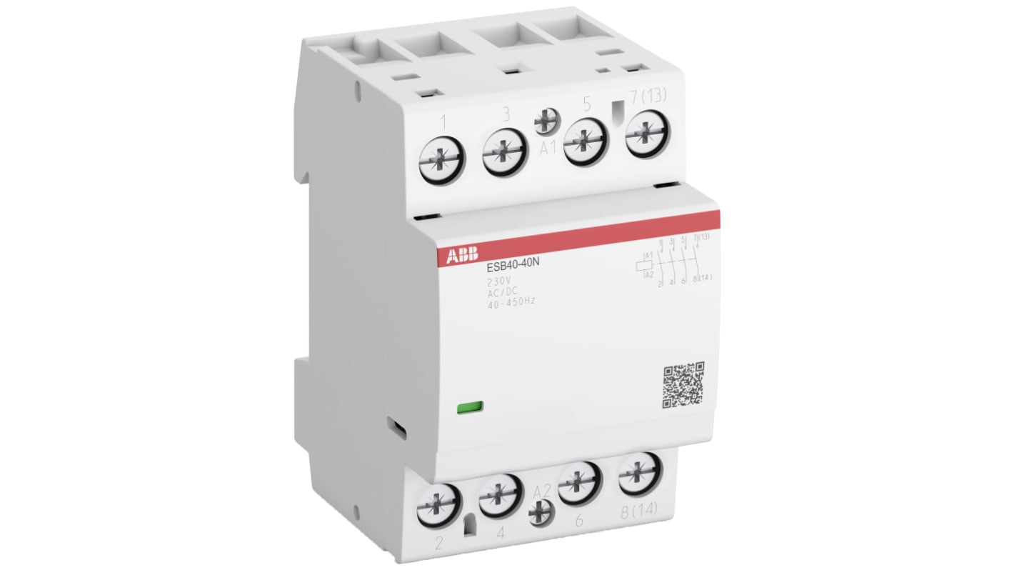 Contactor ABB ESB40-20N-06 ESB de 2 polos, 2 NA, 40 A, bobina 230 V ac, 9,2 kW