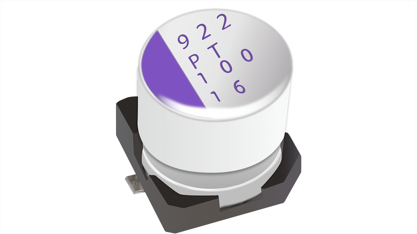 Condensatore solido Panasonic, serie SVPT, 180μF, 20V cc, ±20%, +105°C, SMD