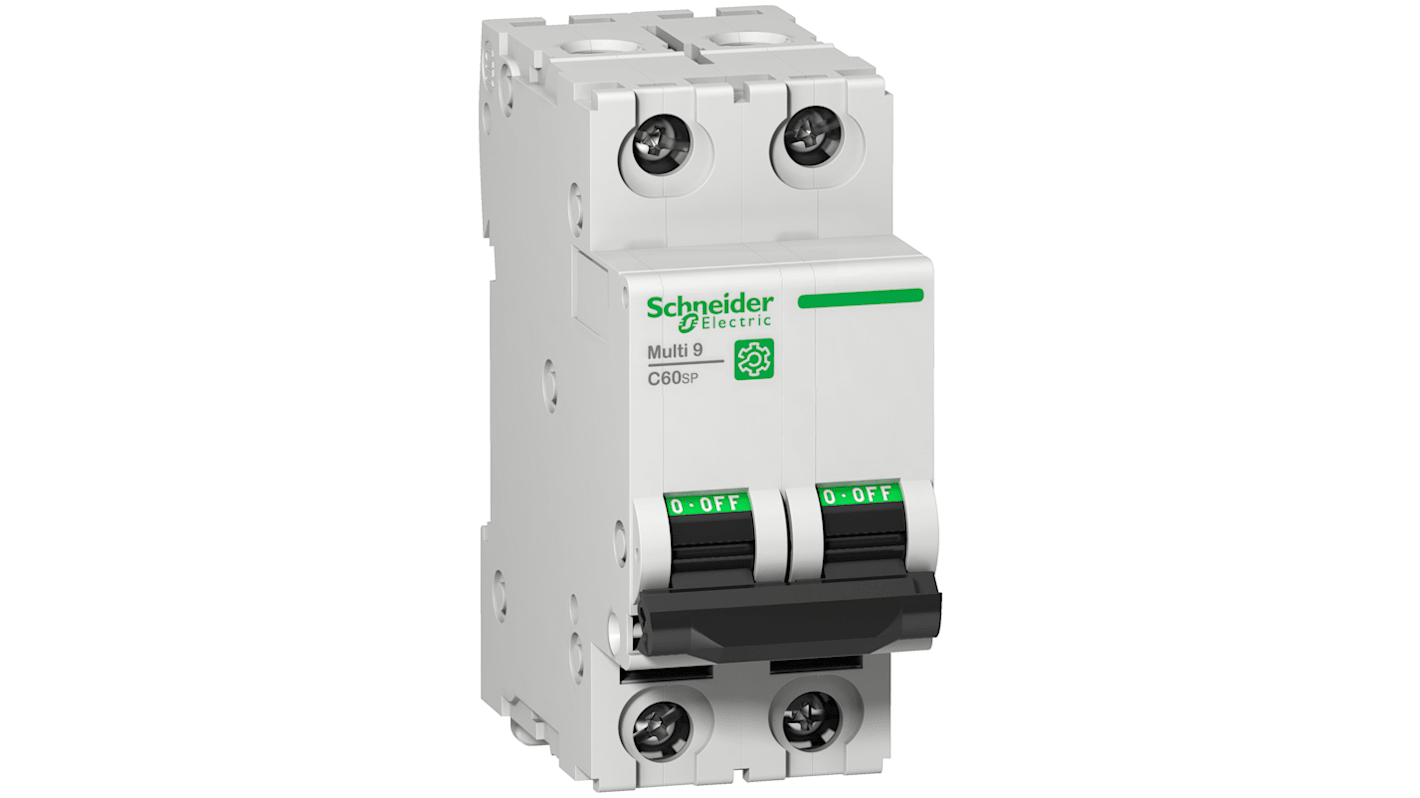 Schneider Electric C60SP Haushalts-MCB Leitungsschutzschalter Typ C, 2-polig 1A 440V, Abschaltvermögen 15 kA Multi 9