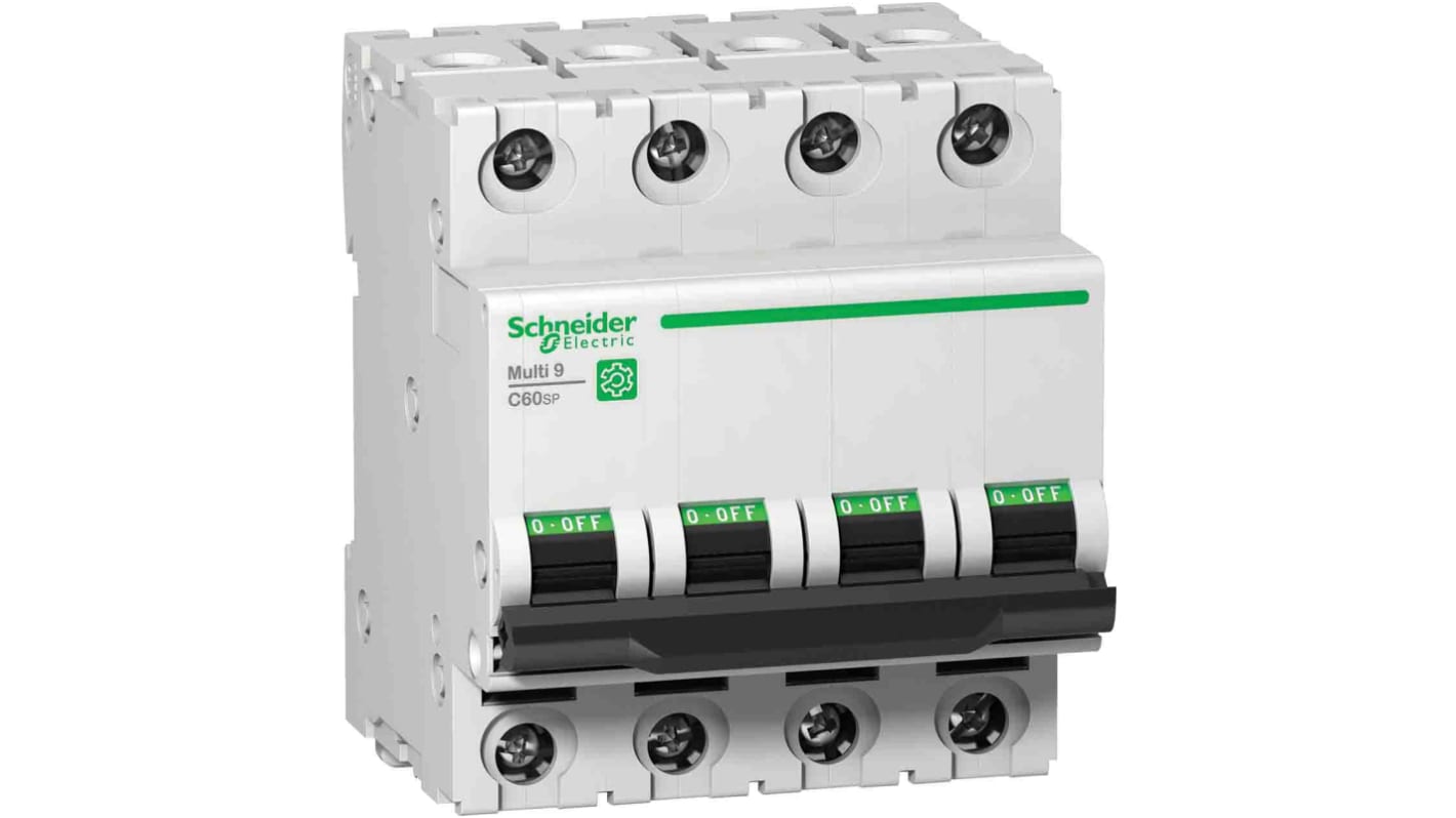 Schneider Electric Multi 9 C60SP MCB, 4P, 63A Curve C, 440V AC, 15 kA Breaking Capacity