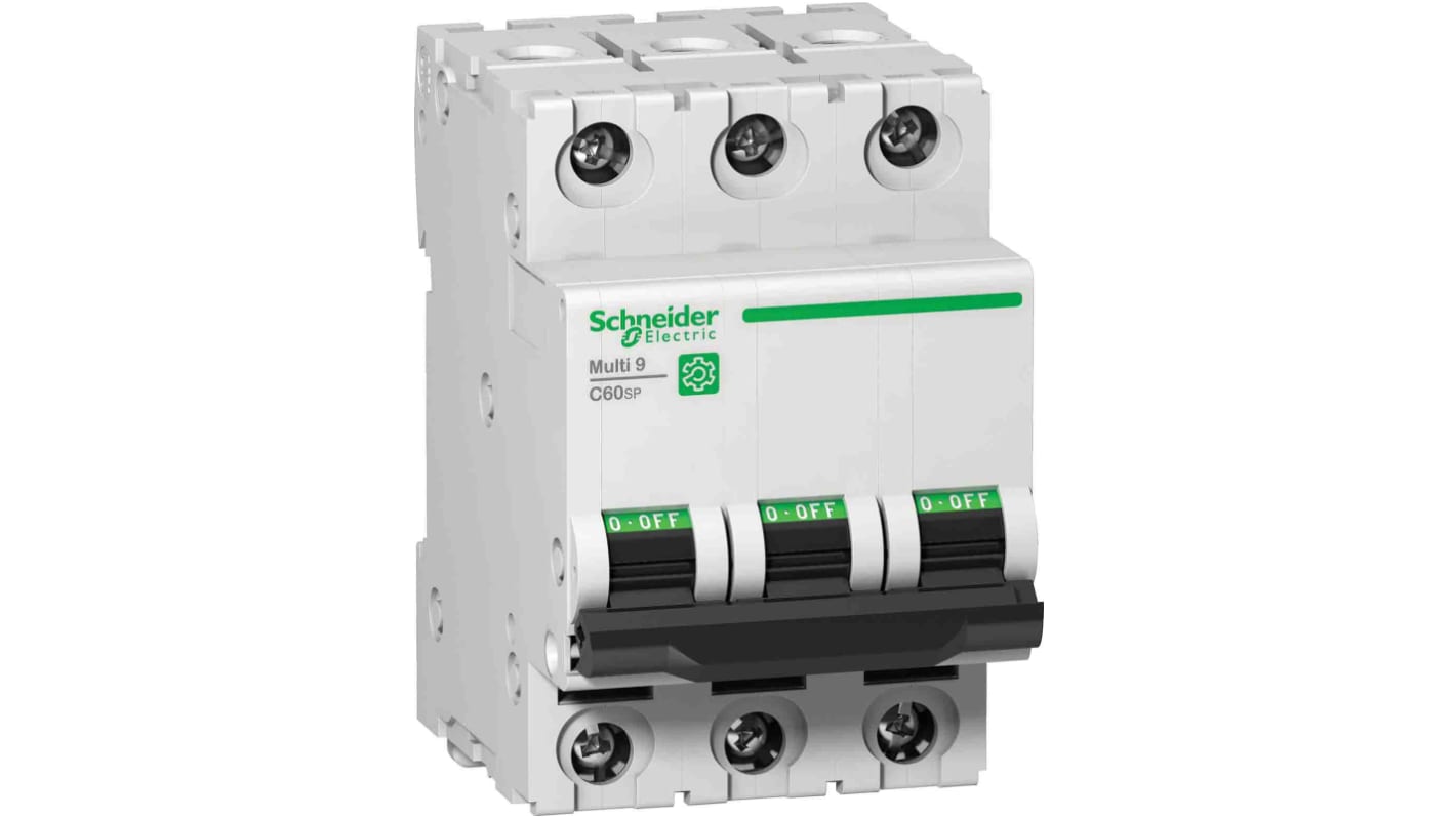 Schneider Electric C60SP Haushalts-MCB Leitungsschutzschalter Typ D, 3-polig 2A 440V, Abschaltvermögen 15 kA Multi 9