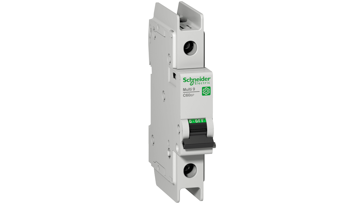 Disjoncteur Schneider Electric C60BP 1P, 1A, pouvoir de coupure 15 kA, montage rail DIN