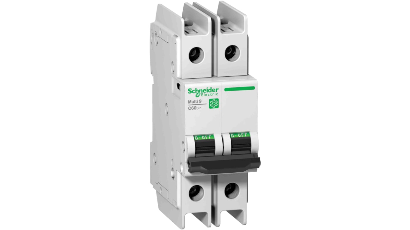 Disjoncteur Schneider Electric C60BP 2P, 8A, pouvoir de coupure 15 kA, montage rail DIN