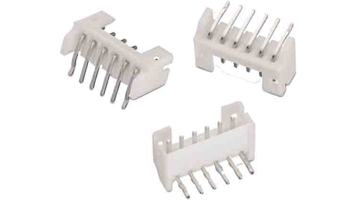 Conector macho para PCB Ángulo de 90° Wurth Elektronik serie WR-WTB de 6 vías, 1 fila, paso 2.0mm