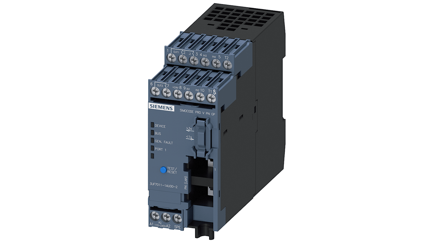 Unità base del motore Siemens, protezione CODICE DI SIMOCODE PRO V PN, 4 ingressi, 3 uscite, 240 V, 6 A SIRIUS