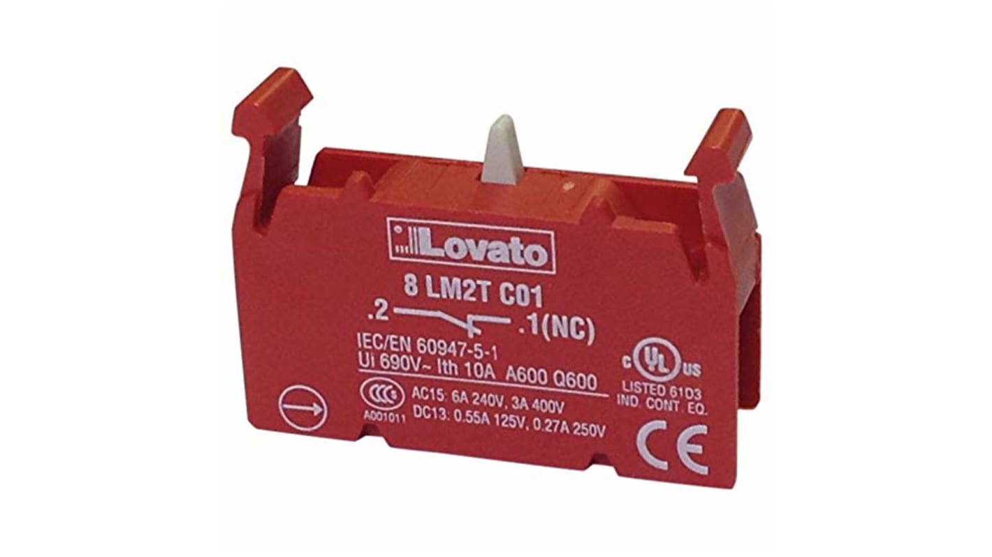 Lovato 8LM2T Series Contact Block, 690V, 1NC