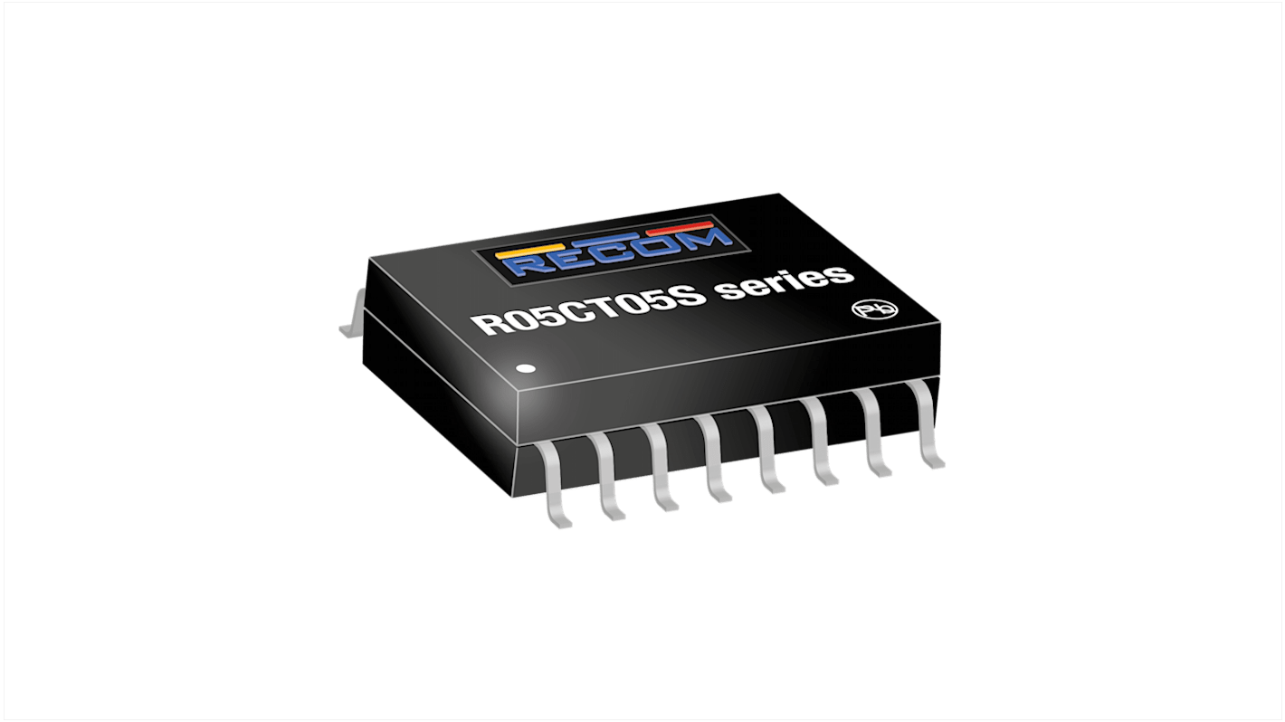 Recom R05CT DC-DC Converter, 3.3/5V dc/, 4.5 → 5.5 V dc Input, 500mW, Surface Mount, +150°C Max Temp -40°C Min