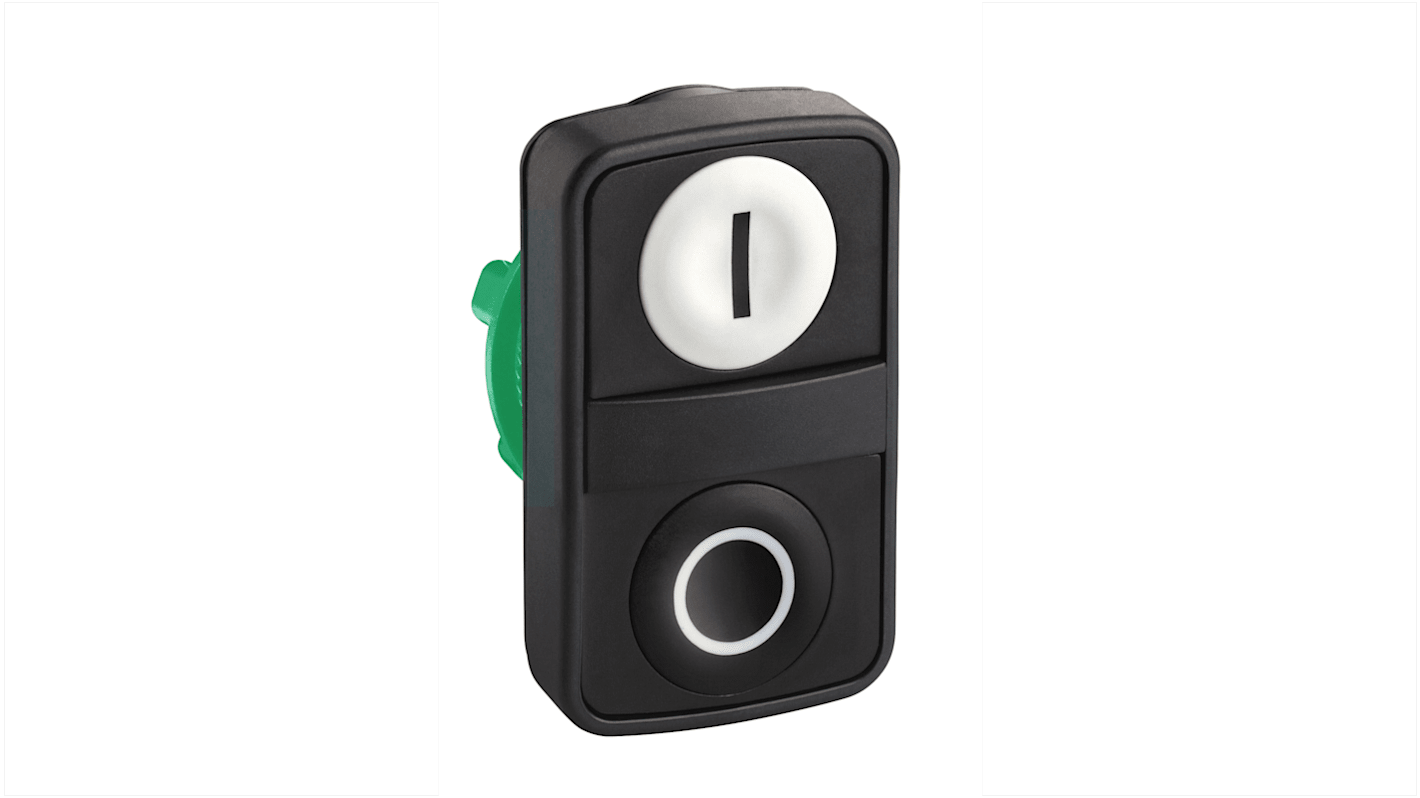 Schneider Electric ZB5 Series Black, White Spring Return Push Button Head, 22mm Cutout, IP66, IP67, IP69K