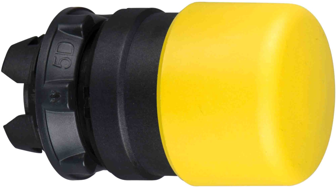 Cabezal de pulsador Schneider Electric serie ZB5, Ø 22mm, de color Amarillo, Retorno por Resorte, IP66, IP67, IP69K