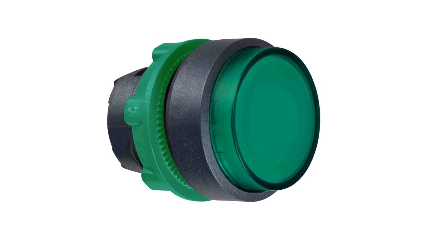 Cabezal de pulsador Schneider Electric serie ZB5, Ø 22mm, de color Verde, Retorno por Resorte, IP66, IP67, IP69K