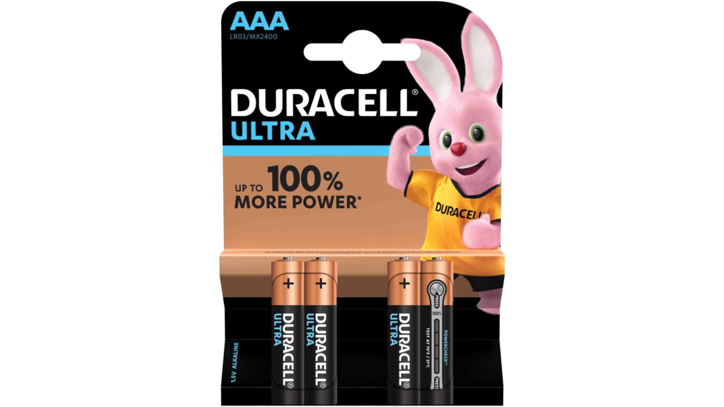 Baterie AAA Duracell Ultra Power 1.5V Alkalická plochý přívod MN2400 PLUS POWER Duracell DURACELL