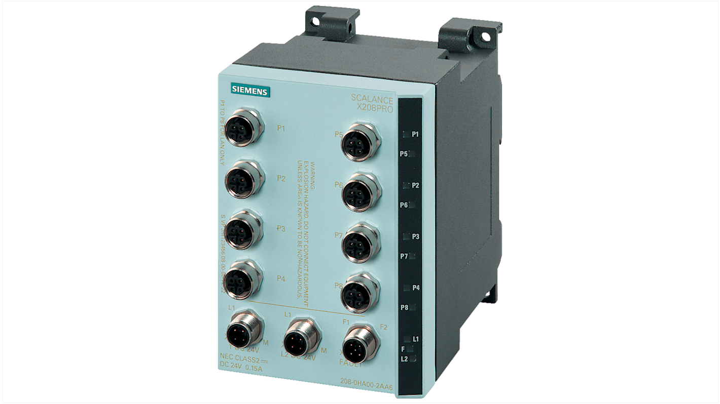 Siemens Ethernet kapcsoló 8 db RJ45 port, rögzítés: DIN-sín, 10/100Mbit/s