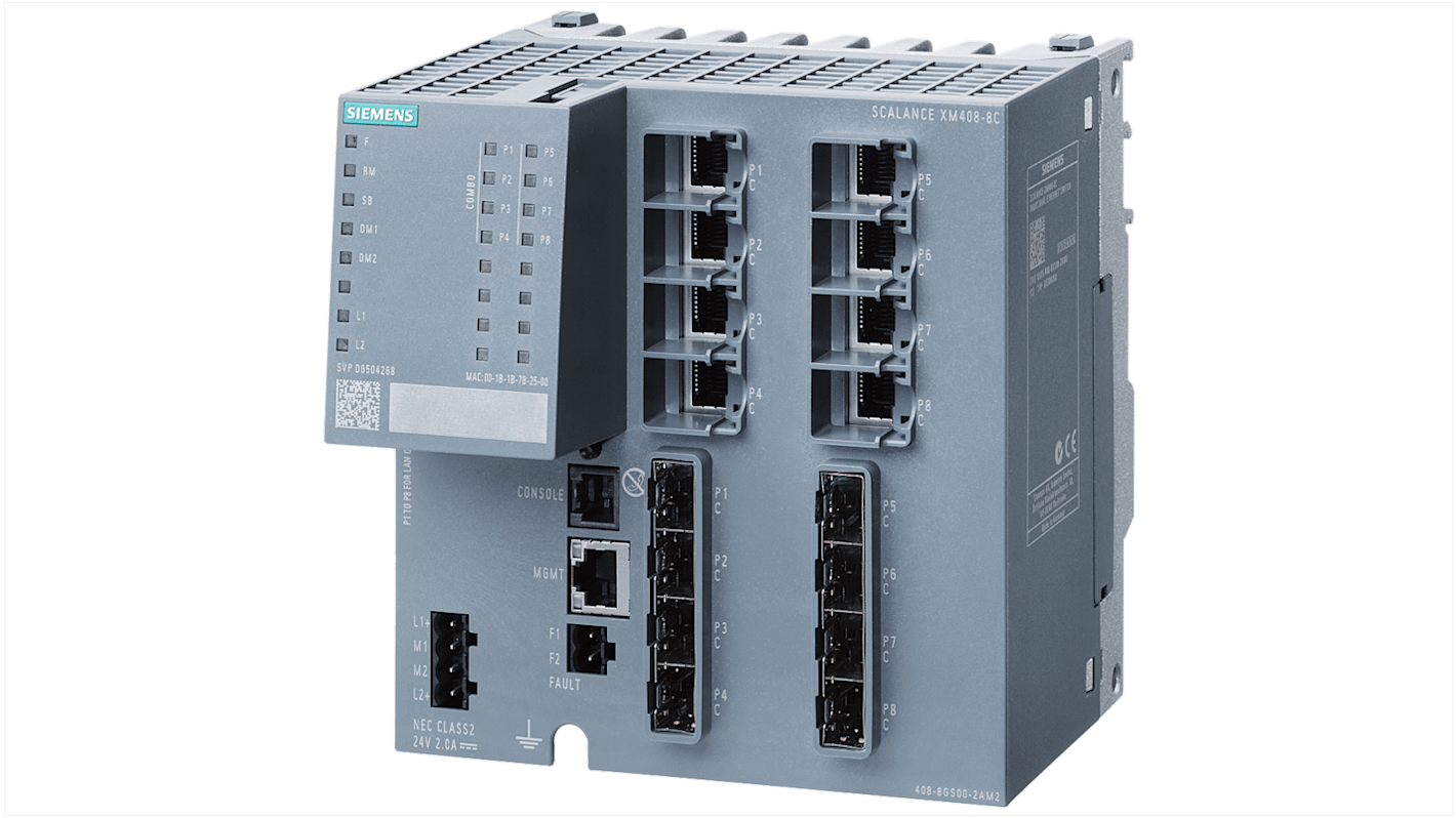 Siemens DIN Rail Mount Ethernet Switch, 24 RJ45 Ports, 10/100/1000Mbit/s Transmission, 24V dc