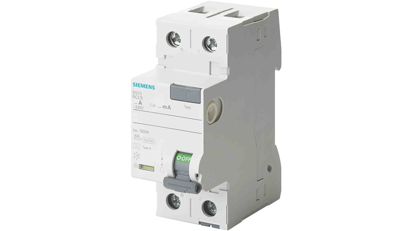 Interrupteur différentiel Siemens 5sV3, 2 Pôles, 16A, 30mA, Type A