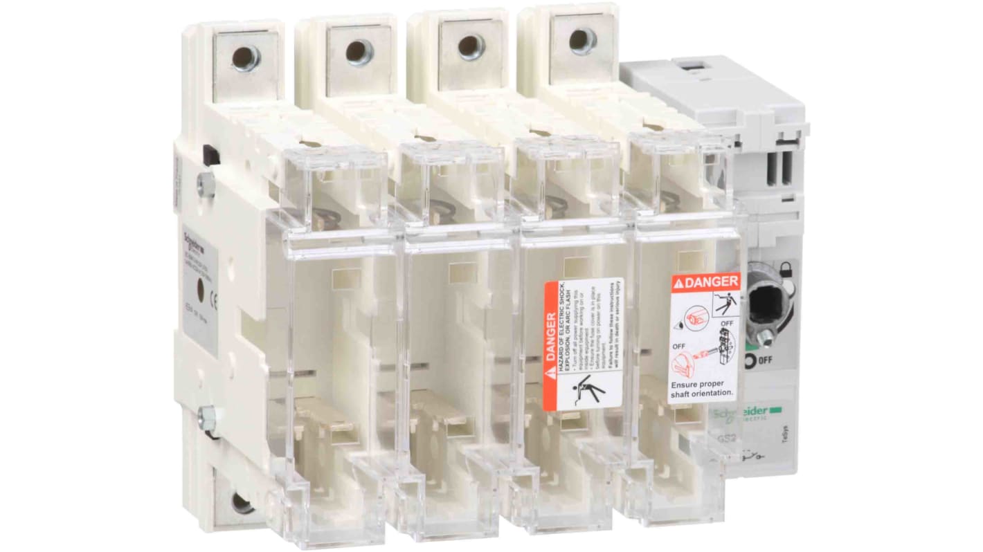 Interruptor seccionador con fusible Schneider Electric, 125A, 4, Fusible 00 125A TeSys GS2K