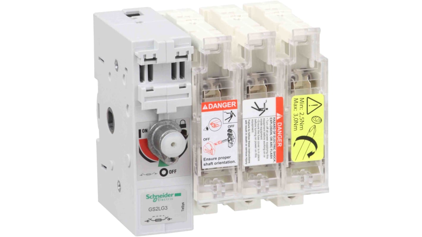 Interruptor seccionador con fusible Schneider Electric, 160A, 3, Fusible 0 160A TeSys GS2L