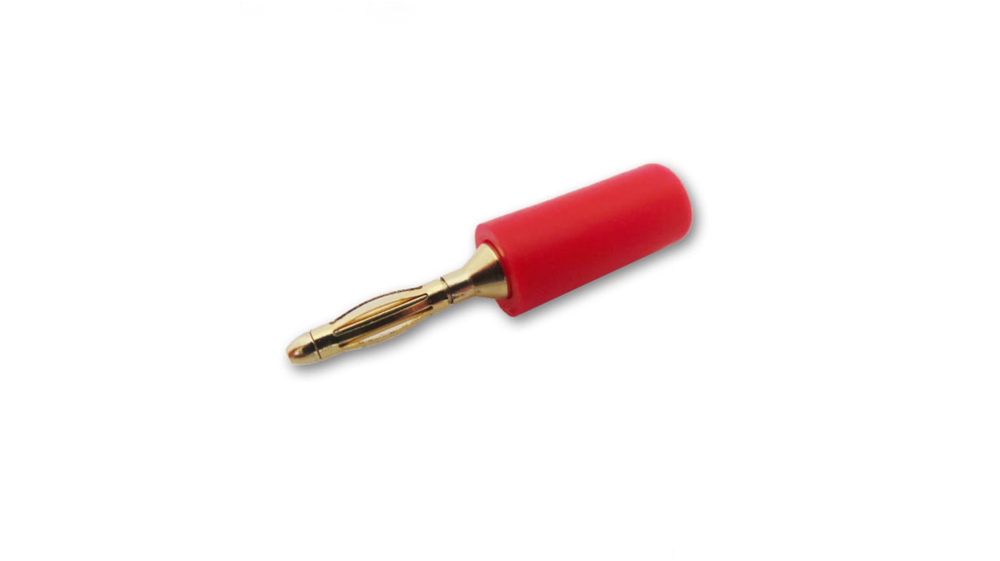 RS PRO Red Male Banana Connectors, Solder Termination, 8A, 50V, Nickel Plating