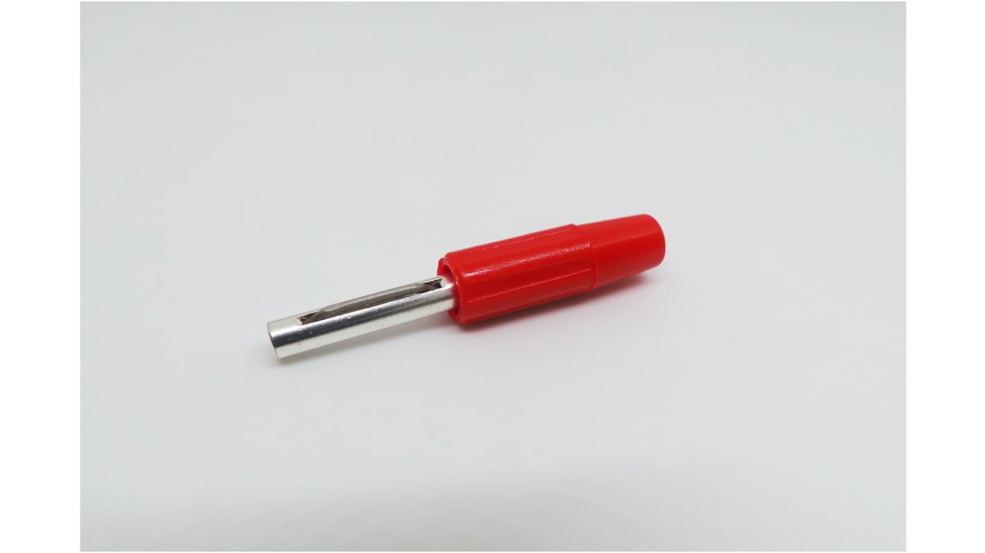 RS PRO Red Male Banana Connectors, Solder Termination, 10A, 50V, Silver Plating