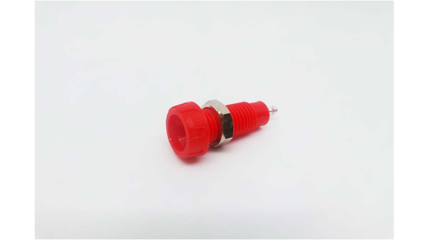 Conector banana hembra Hembra, 10A, 50V, Contacto Plata, Rojo