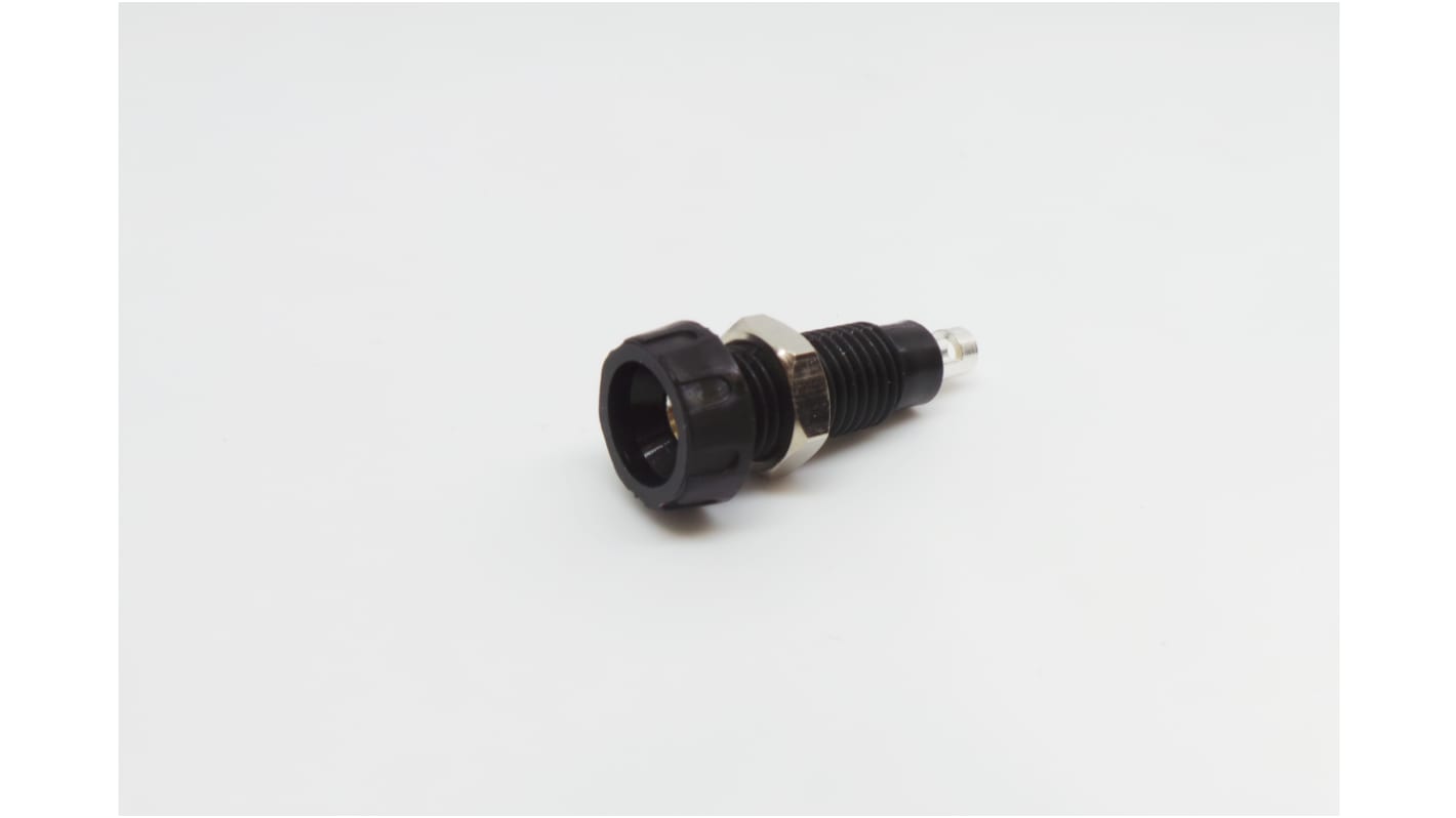 Conector banana hembra Hembra, 10A, 50V, Contacto Plata, Negro