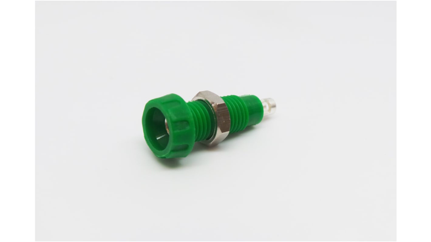 RS PRO Green Female Banana Socket, 4 mm Connector, Solder Termination, 10A, 50V, Silver Plating