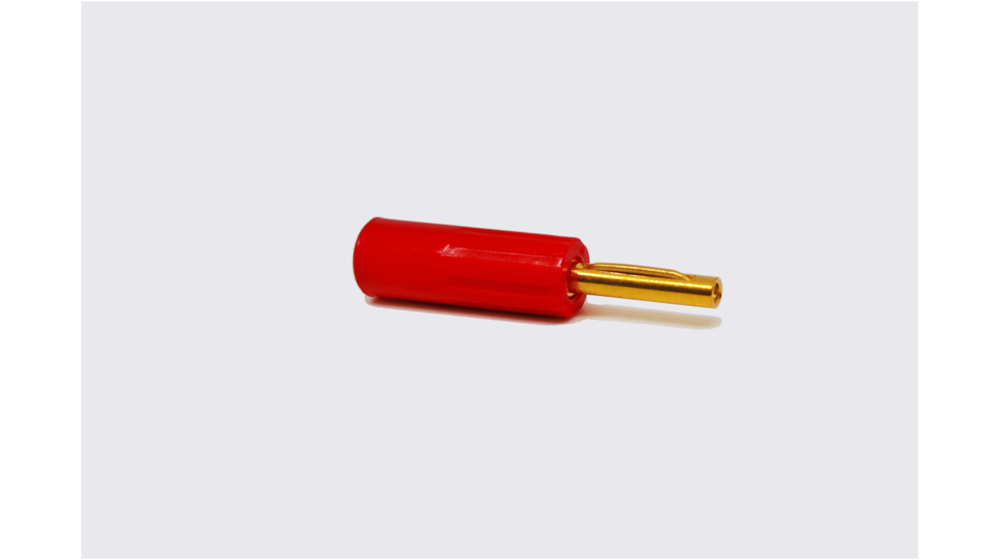 Conector banana Macho, 16A, 50V, Contacto Oro, Rojo