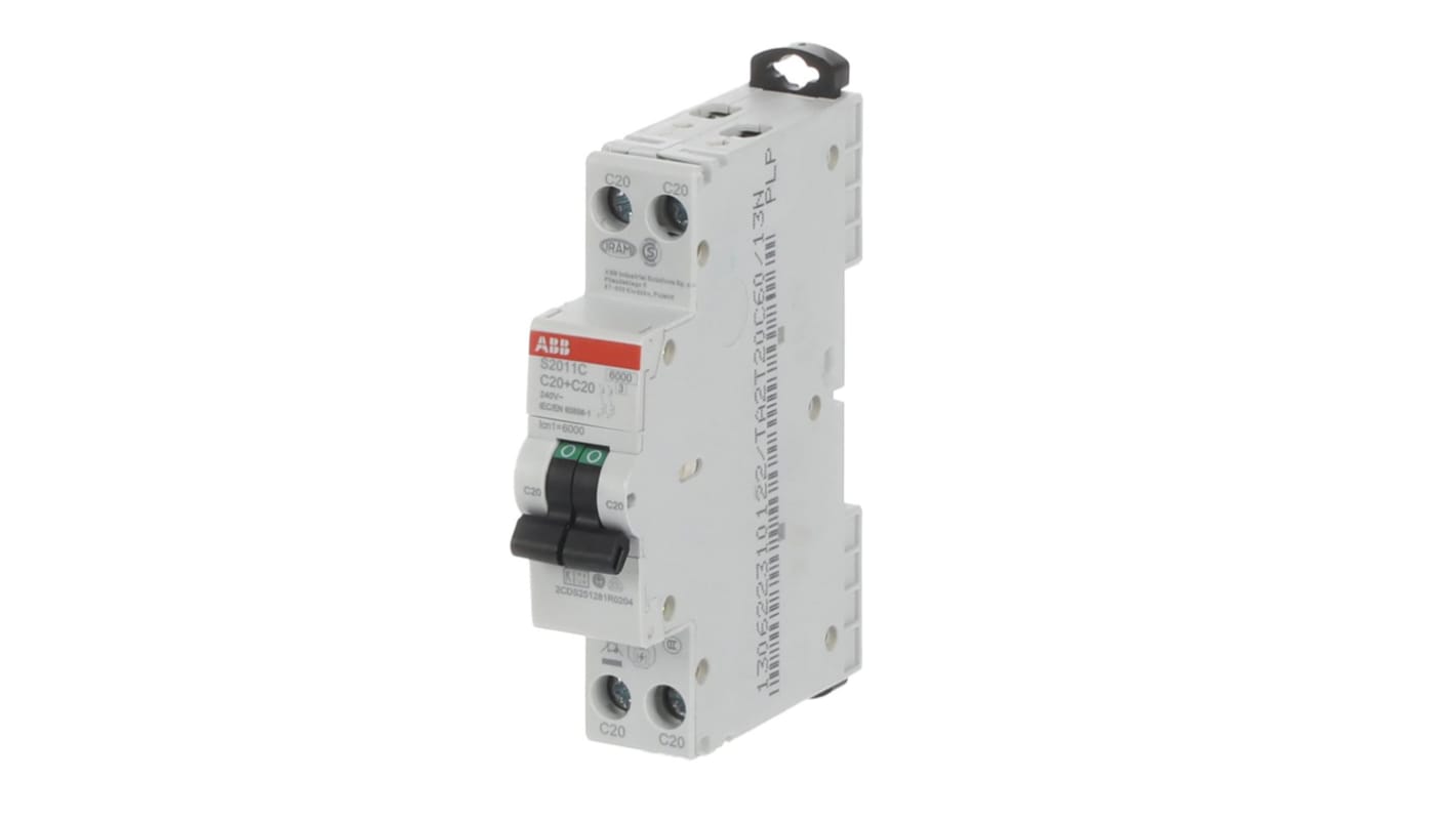 Interruttore magnetotermico ABB 2P 20A 6 kA, Tipo C